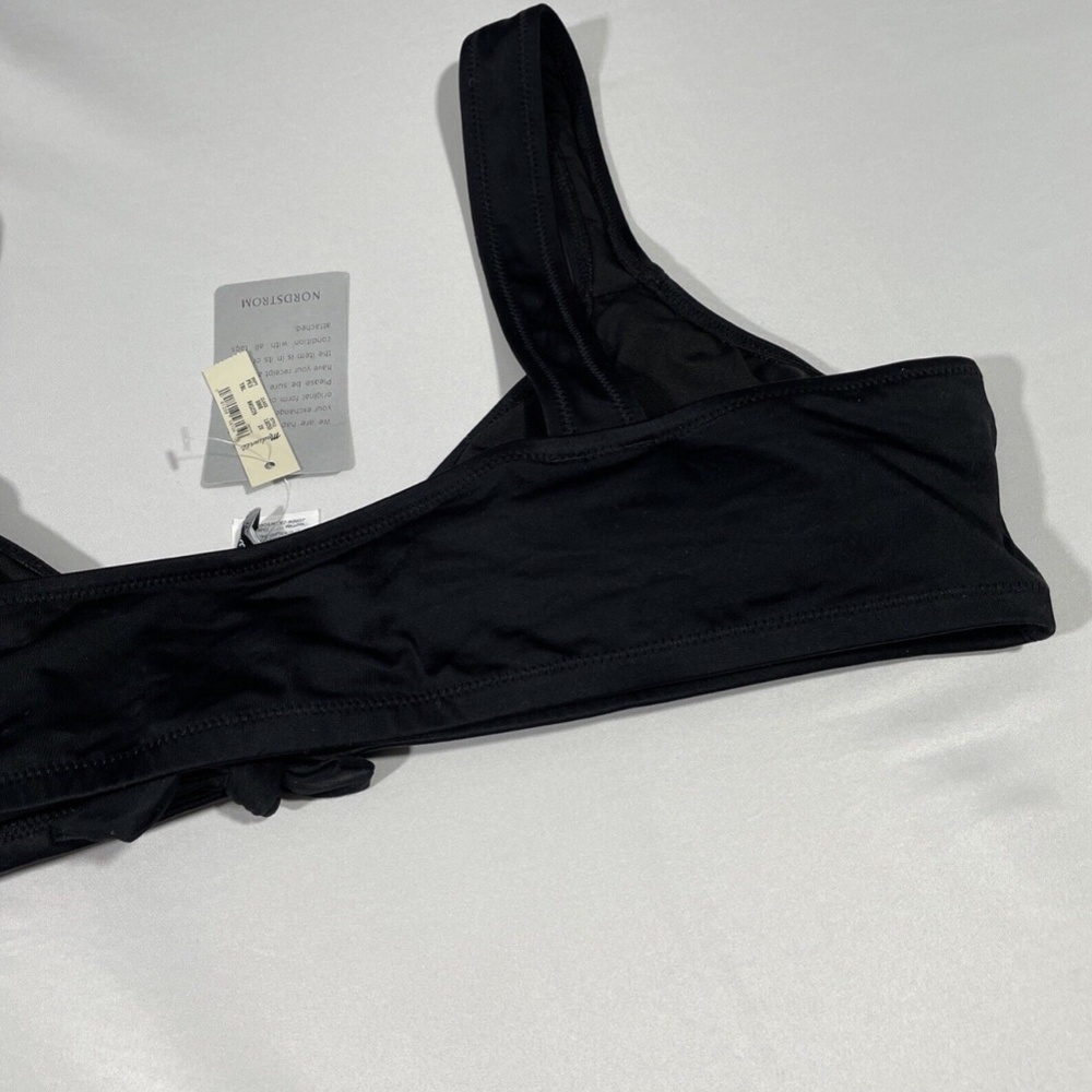 NWT MADEWELL [ PLUS 2X ] Second Wave Tie Front Bikini Top In True‎ Black - Picture 9 of 12